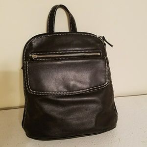 Preston & York Black Leather Backpack Purse
